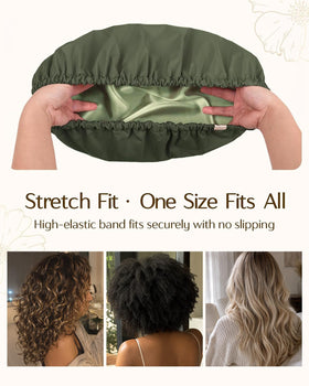 Close-up of the satin lining of YANIBEST Shower Cap