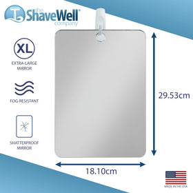 Close-up of The Shave Well Company X-Large Anti-Fog Shaving Mirror