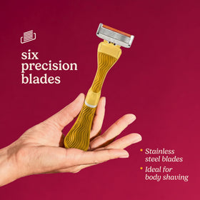 Close-up of the six sharp blades on the women's razor