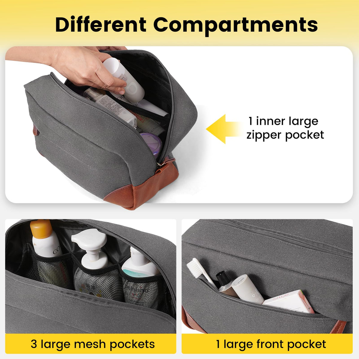 Close-up of the smooth SBS zipper on Vorspack toiletry bag