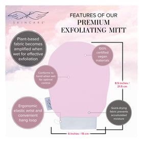 Close-up of the texture of SERAPHIC SKINCARE Pink Premium Exfoliating Mitt