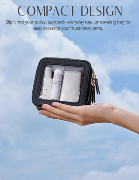 Close-up of the zipper and hardware on Popvibe makeup bag