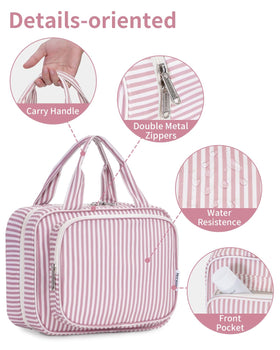 Close-up of the zippers on Narwey Hanging Toiletry Bag