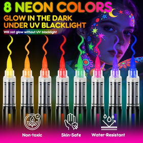 Close-up of ThEast UV Blacklight Face Paint marker tips