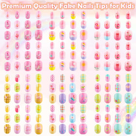 Close-up of Thrilez press on nails showcasing glitter and patterns