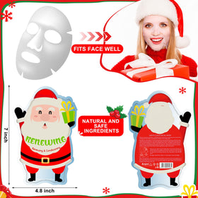 Close-up of Timgle Christmas facial masks featuring Santa Claus