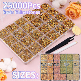 Close-up of TINKRSTUFF Gold Rhinestones with tweezers and pickup pen