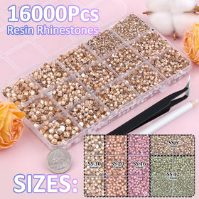 Close-up of TINKRSTUFF resin rhinestones in various sizes