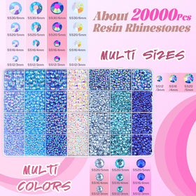 Close-up of TINKRSTUFF rhinestones in 28 grid box