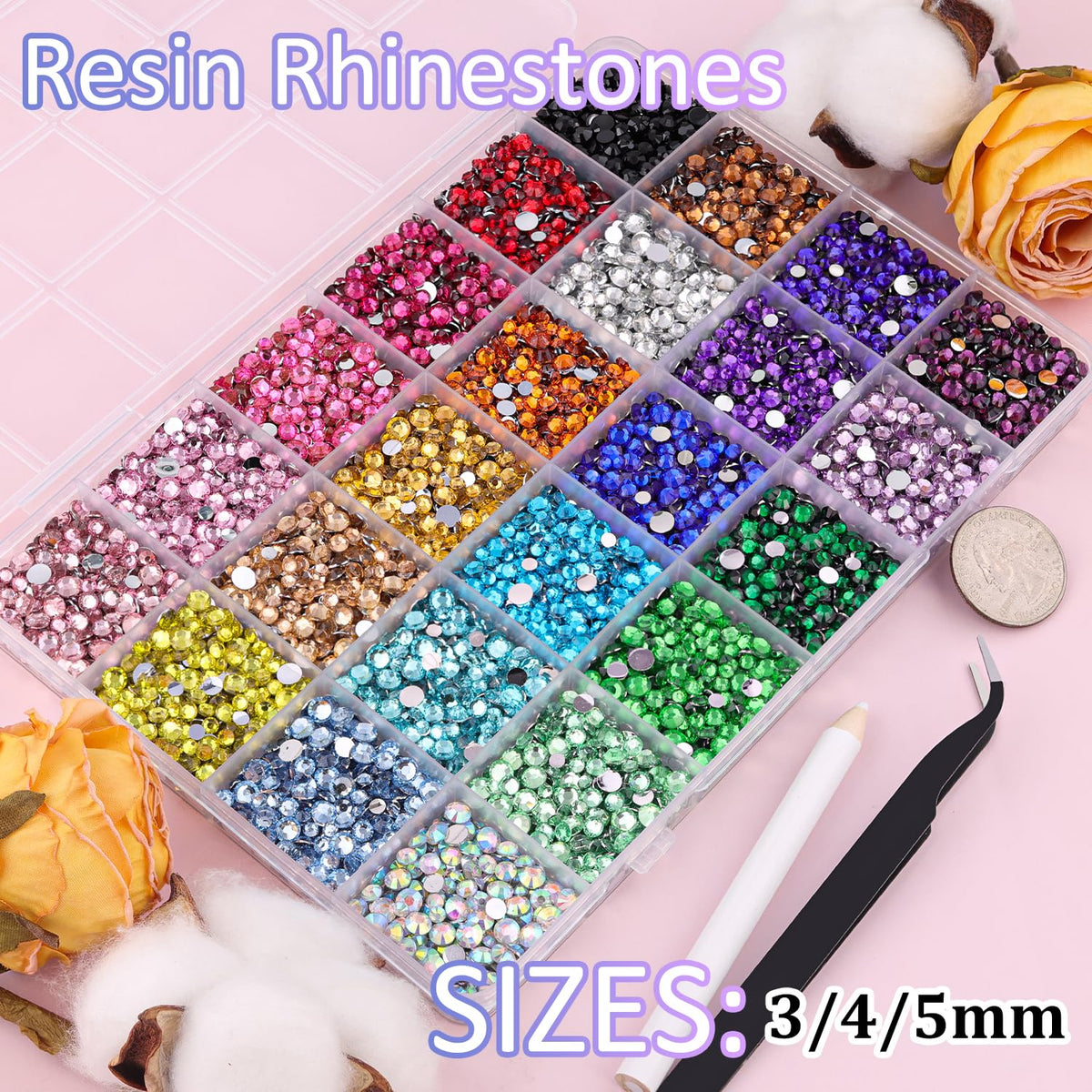 Close-up of TINKRSTUFF rhinestones with tweezers and glue