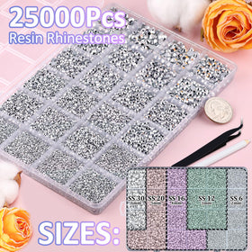 Close-up of TINKRSTUFF silver rhinestones with tweezers