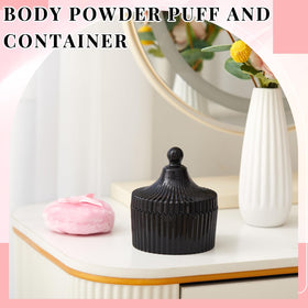 Close-up of Tioncy glass powder puff container