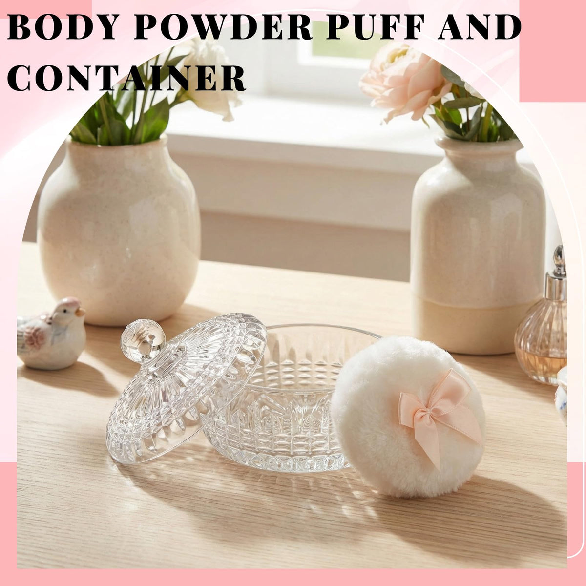 Close-up of Tioncy powder puff in soft plush material