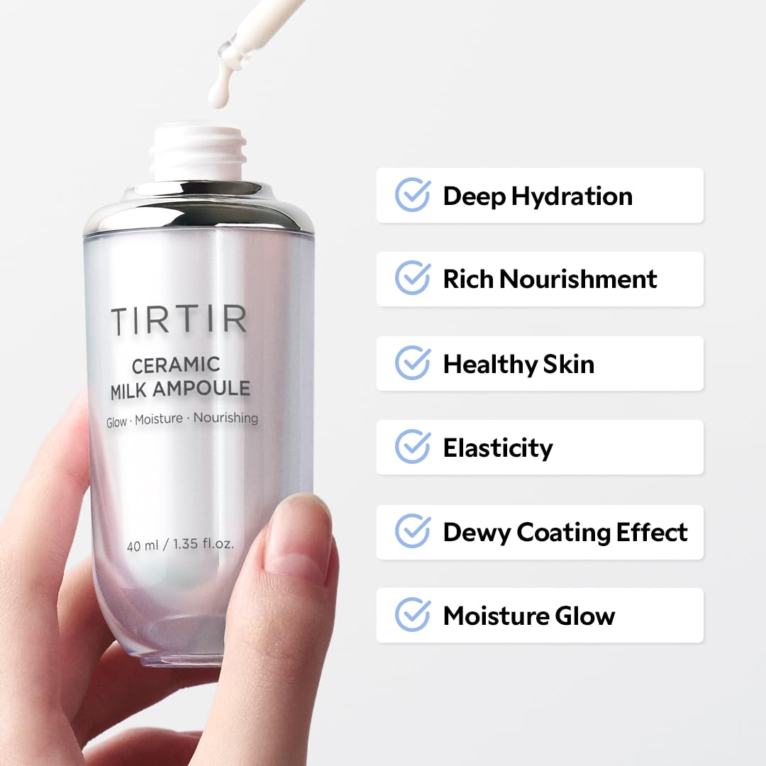 Close-up of TIRTIR Ceramic Milk Ampoule texture on skin