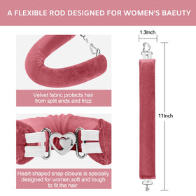 Close-up of Togayu jumbo velvet curlers in pink
