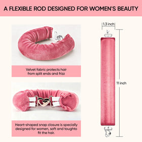 Close-up of Togayu velvet curlers showcasing heart-shaped design