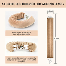 Close-up of Togayu velvet curlers showcasing the hook-and-lock technology