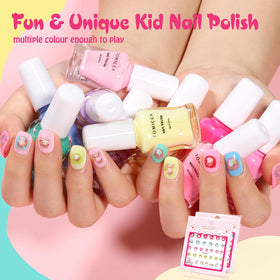 Close-up of TOMICCA nail polish bottles in various colours