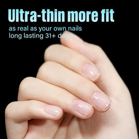 Close-up of TOMICCA nail tips showing half matte finish