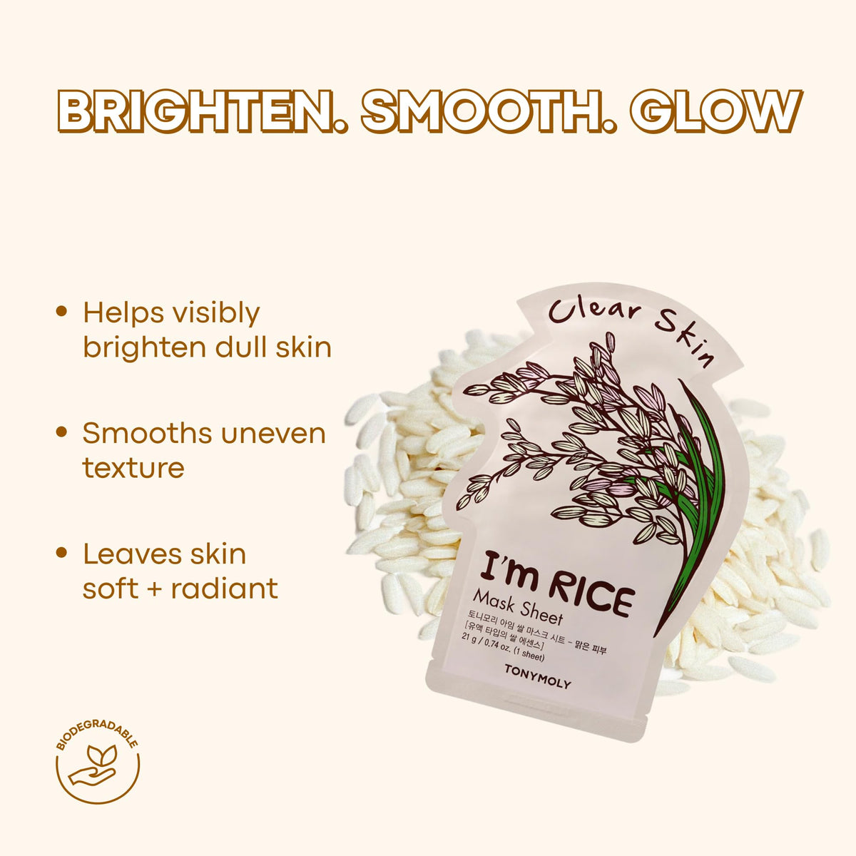 Close-up of TONYMOLY I'm Rice Sheet Mask showing texture