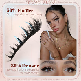 Close-up of TOOCHUNAG Anime Lash Clusters showing spike design