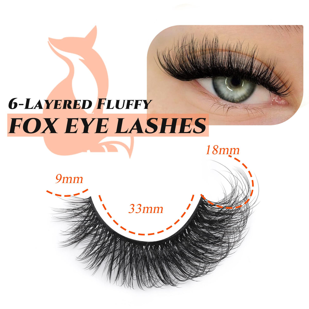 Close-up of TOOCHUNAG Fox Eye Lashes showing fluffy texture