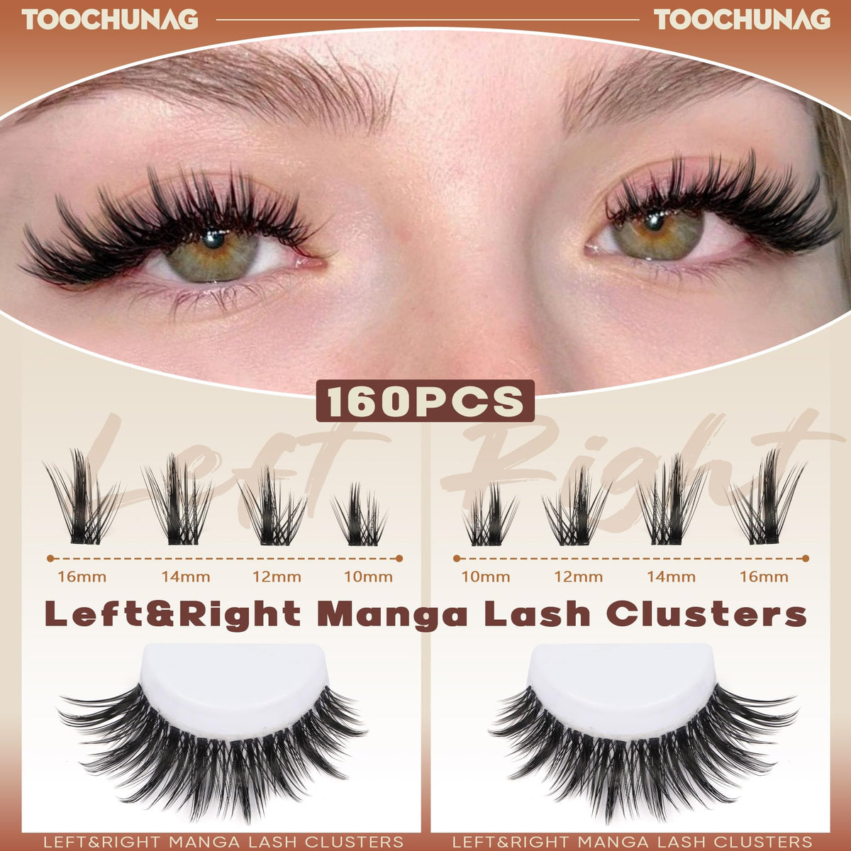 Close-up of TOOCHUNAG Manga Lash Clusters individual lashes