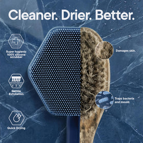 Close-up of TOOLETRIES Silicone Back Scrubber Glacier bristles