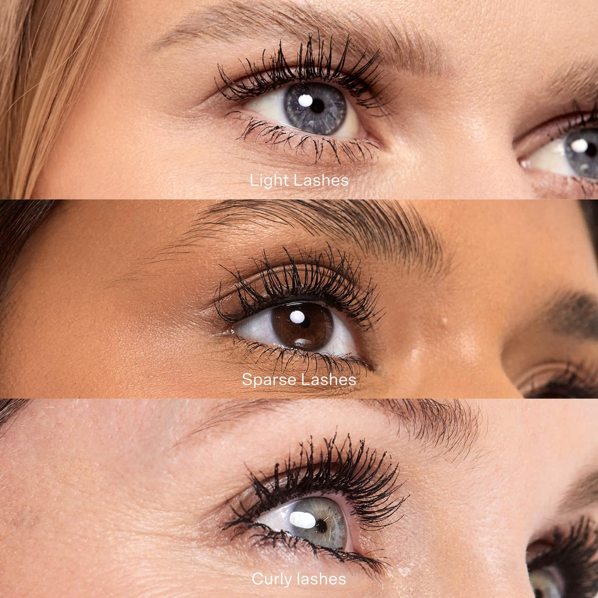 Close-up of Tower 28 mascara wand showing triple-wave design