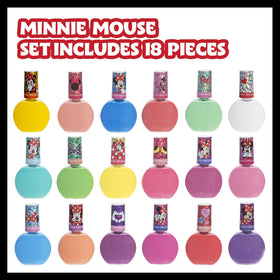 Close-up of Townley Girl Minnie Mouse Nail Polish bottles in various colours