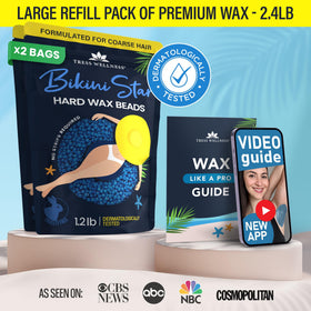 Close-up of Tress Wellness blue wax beads