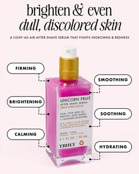 Close-up of Truly Unicorn Fruit After Shave Serum texture on skin