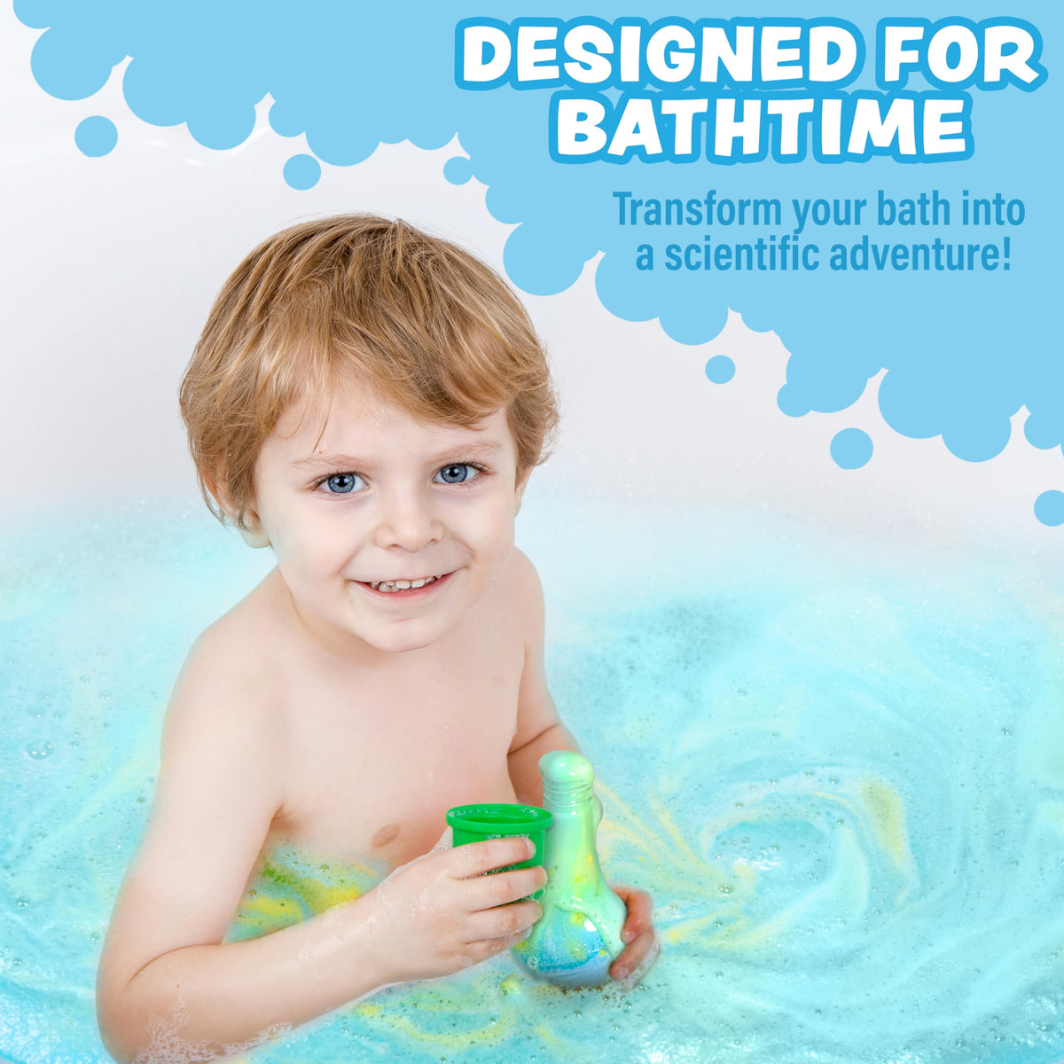 Close-up of Tub Works bath bomb potion flask