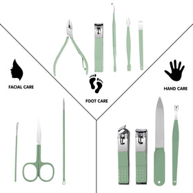 Close-up of Tumkun nail clippers and tools in the kit