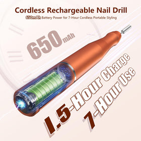 Close-up of TUOBEO nail drill showing speed control settings