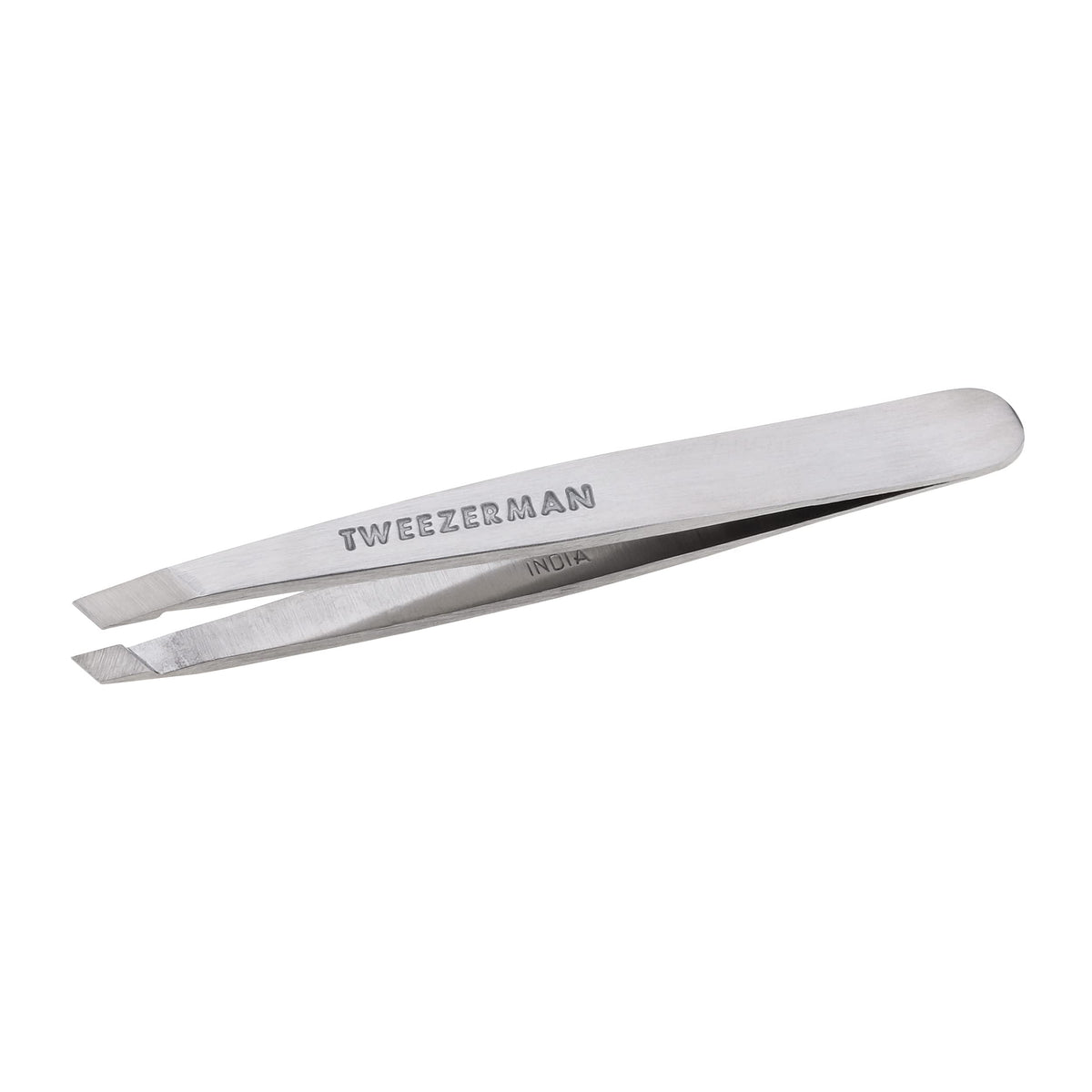 Close-up of Tweezerman Mini Slant Tweezer tips