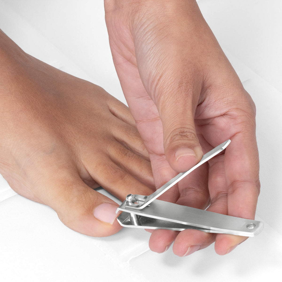 Close-up of Tweezerman Nail Clipper with curved blade
