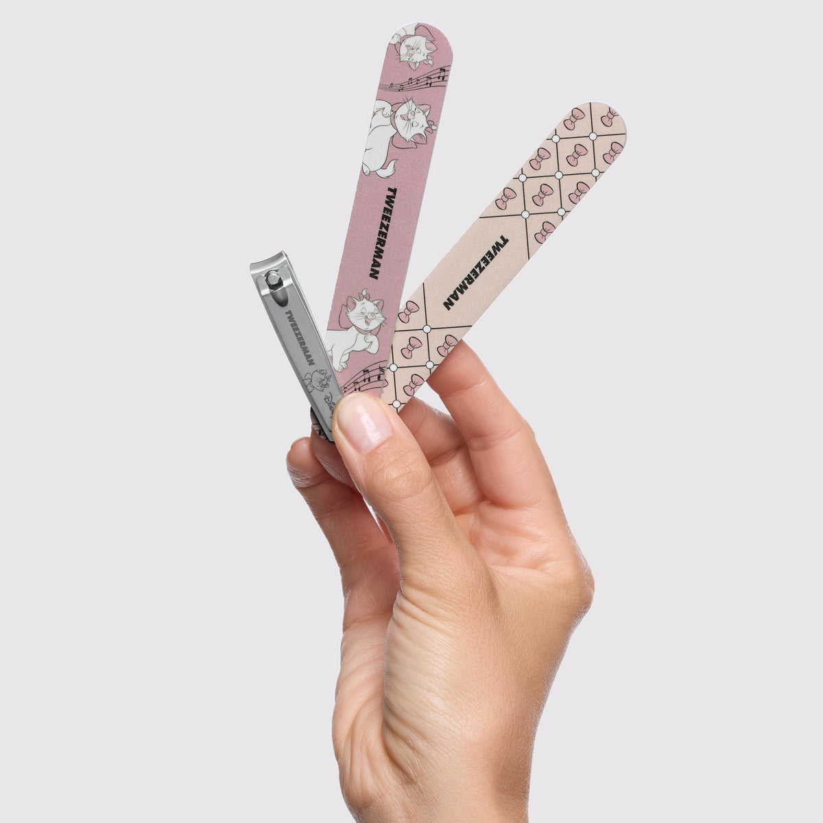 Close-up of Tweezerman stainless steel nail clipper from The Aristocats kit