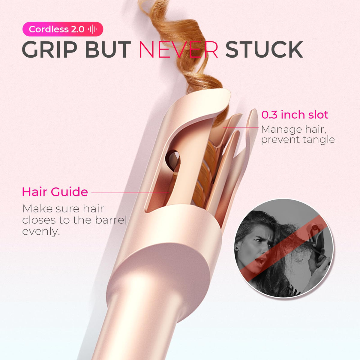Close-up of TYMO CURLGO curling iron ceramic coating