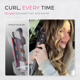 Close-up of TYMO curling iron's tourmaline ceramic barrel