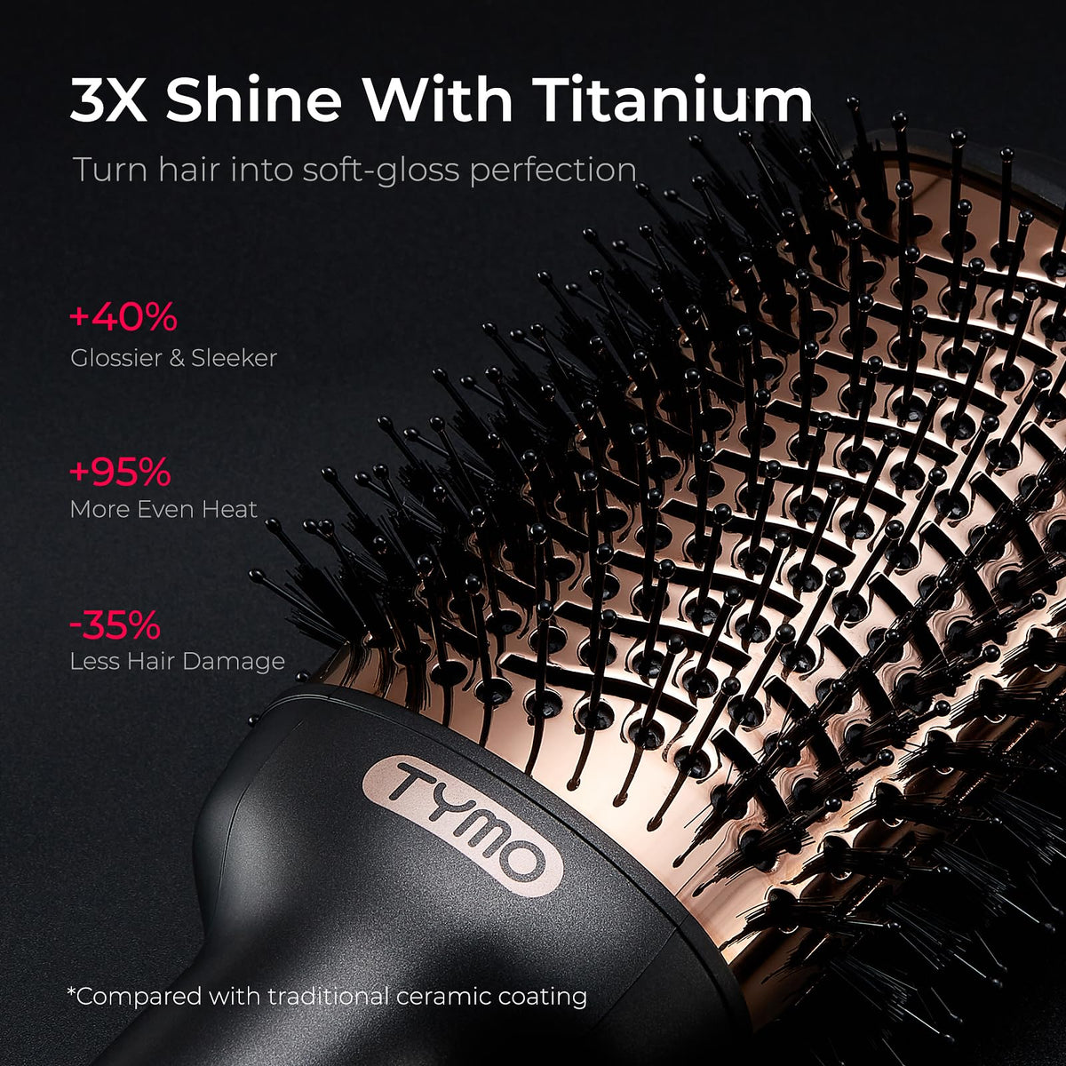 Close-up of TYMO Hair Dryer Brush bristles