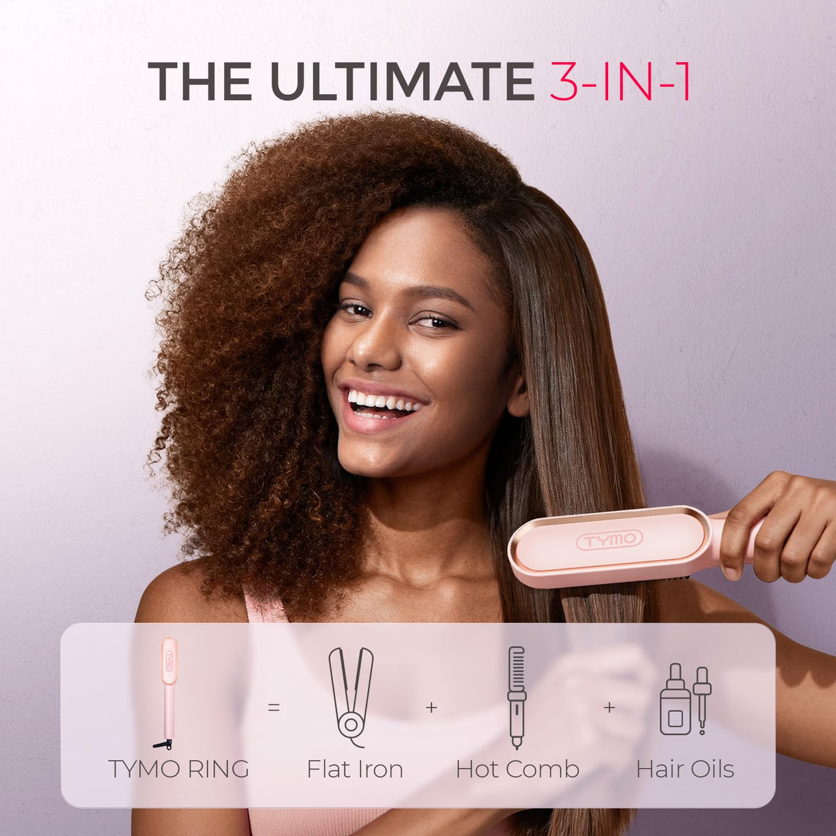 Close-up of TYMO Ring Hair Straightener Brush 3D teeth design