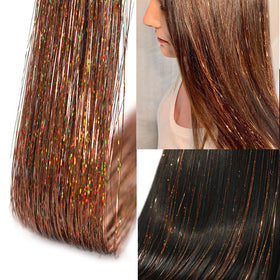 Close-up of Ubeleco Brown Hair Tinsel Extensions clip design