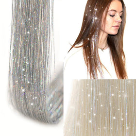 Close-up of Ubeleco Silver Hair Tinsel clip