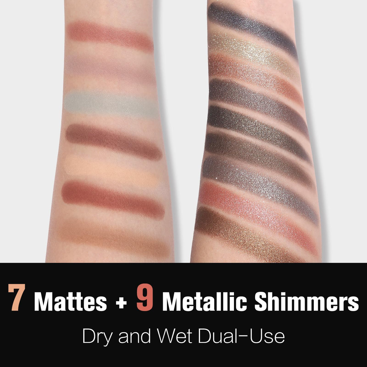 Close-up of UCANBE Baked Eyeshadow Palette shimmer shades