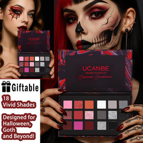 Close-up of UCANBE Black Red Goth Eyeshadow shades