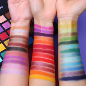 Close-up of UCANBE eyeshadow palette shimmer shades