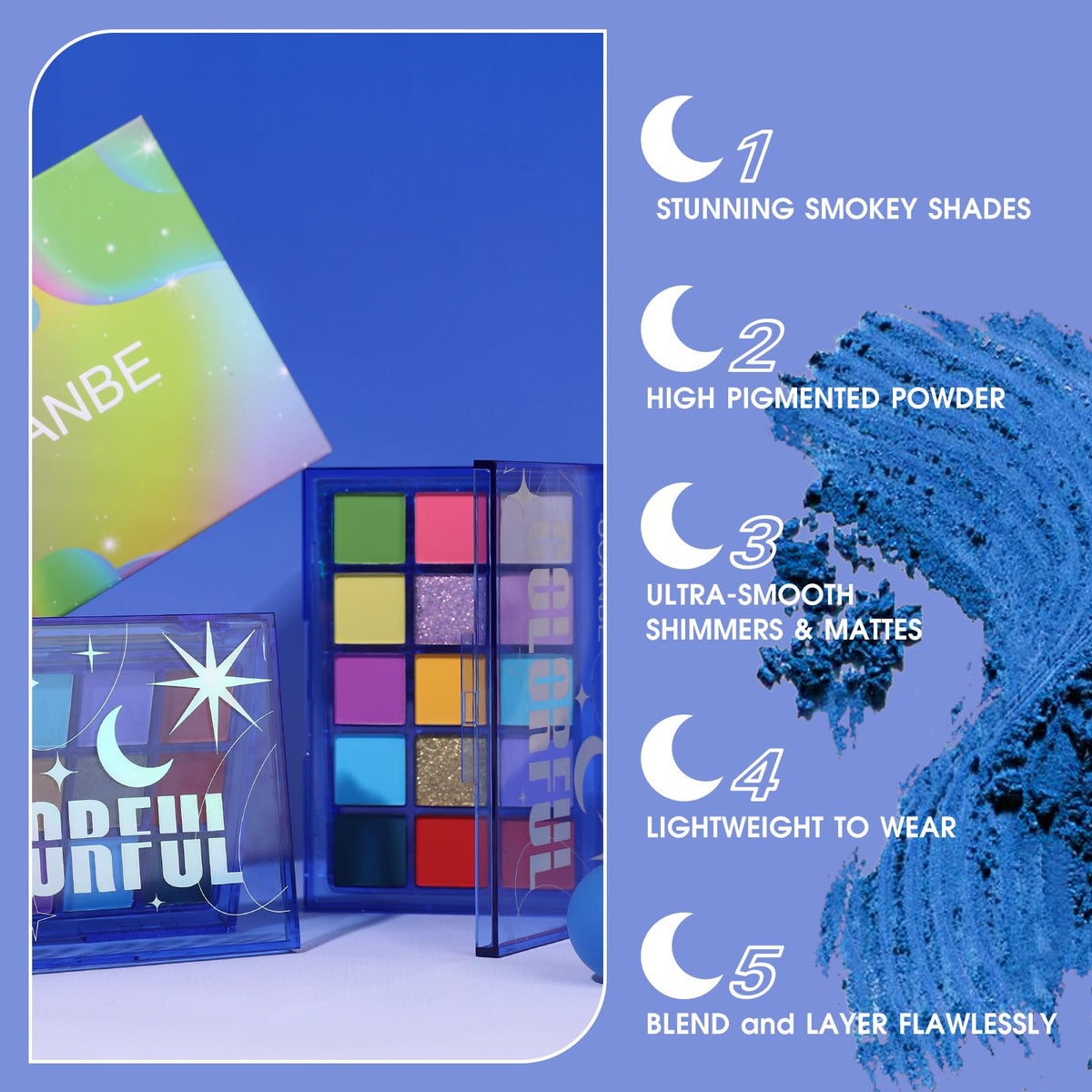 Close-up of UCANBE eyeshadow palette showing creamy texture