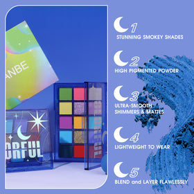 Close-up of UCANBE eyeshadow palette showing creamy texture