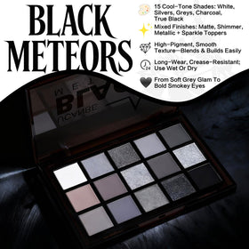 Close-up of UCANBE Smokey Black Eyeshadow Palette shades